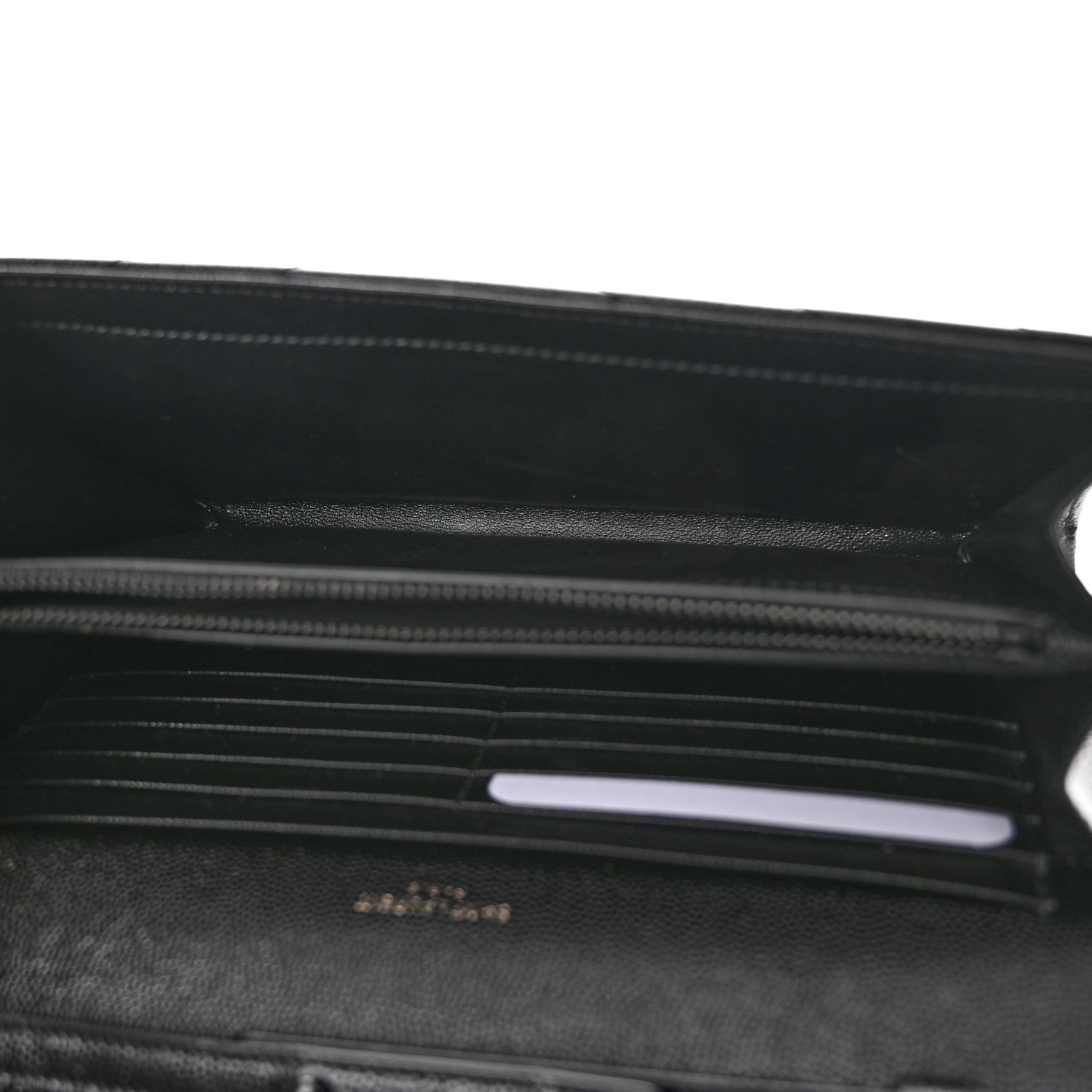 Saint Laurent Grain De Poudre Matelasse Chevron Monogram Monochrome Chain Wallet Black 5 of 11
