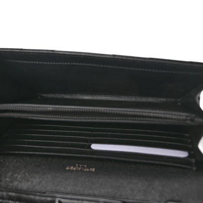 Saint Laurent Grain De Poudre Matelasse Chevron Monogram Monochrome Chain Wallet Black 5 of 11