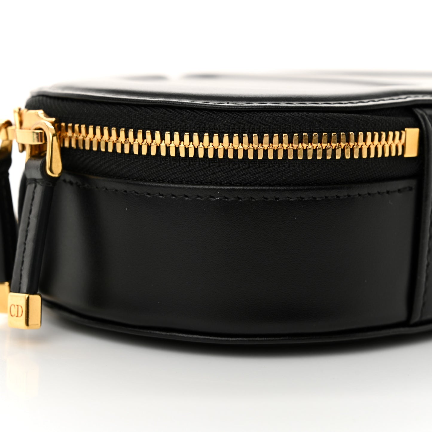 Calfskin CD Signature Oval Crossbody Camera Bag Black