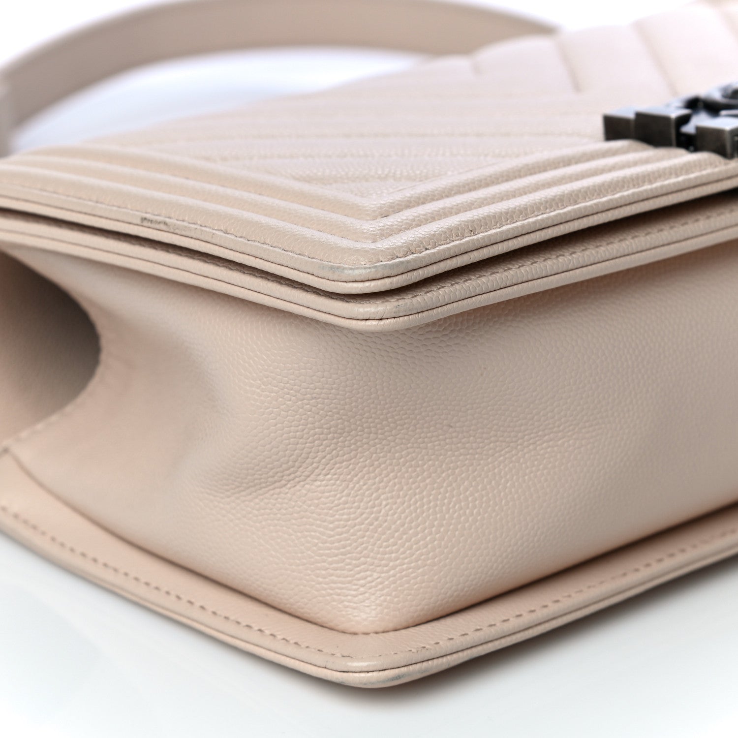 Chanel Caviar Chevron Quilted Medium Boy Flap Light Beige 9 of 10