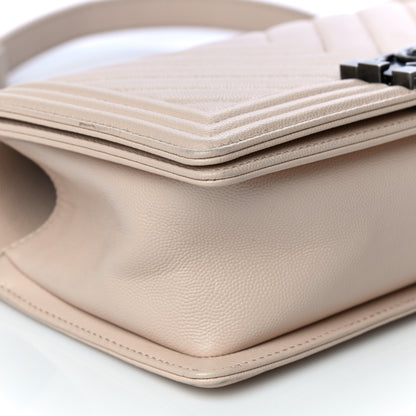 Chanel Caviar Chevron Quilted Medium Boy Flap Light Beige 9 of 10