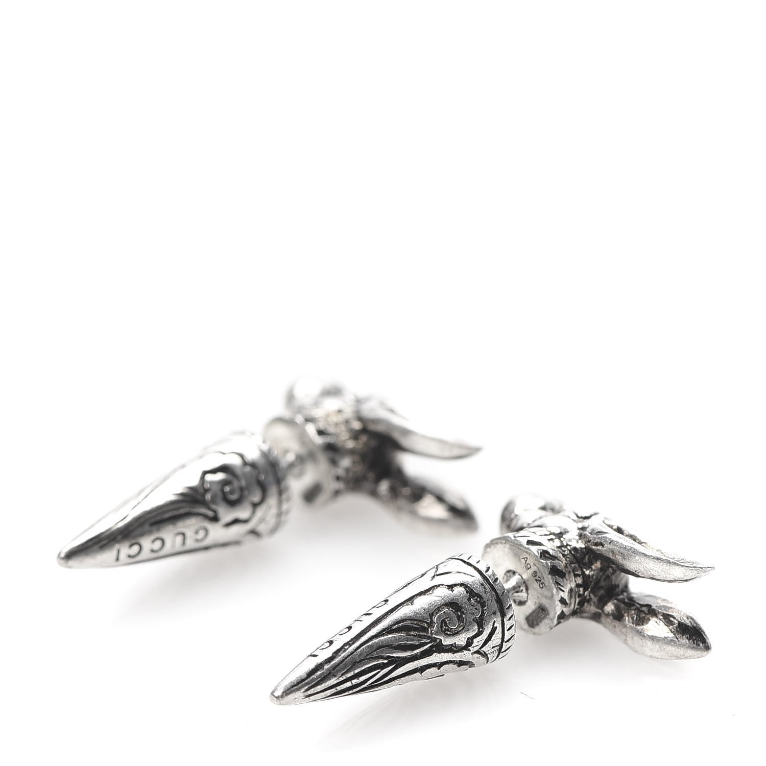Gucci Sterling Silver Anger Forest Rabbit Earrings 670873