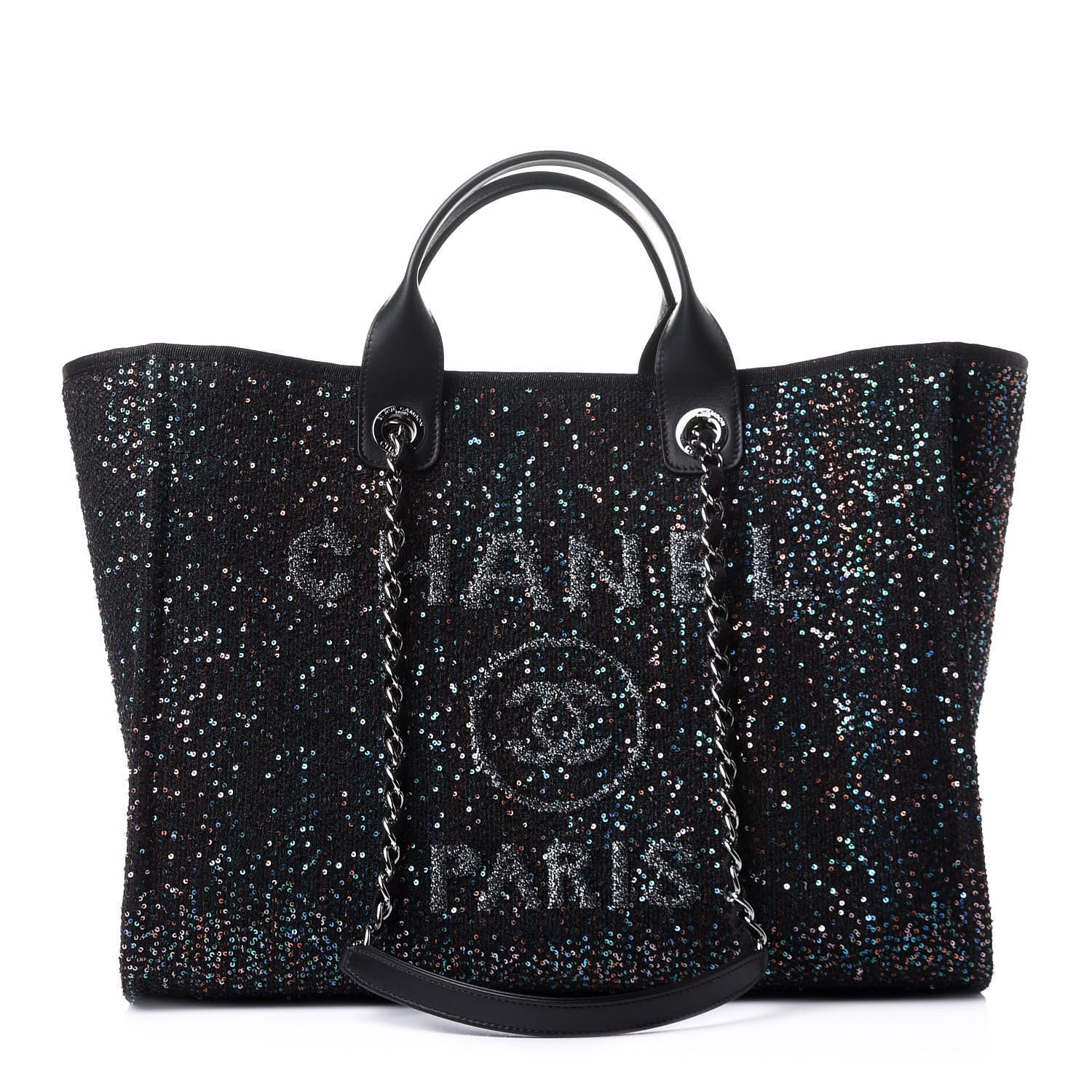 Chanel Calfskin Sequin Medium Deauville Tote Black 1 of 15