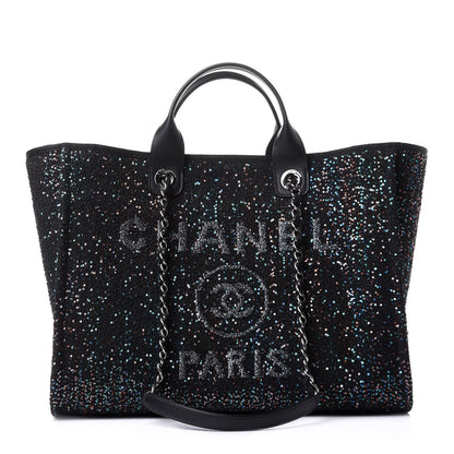 Chanel Calfskin Sequin Medium Deauville Tote Black 1 of 15