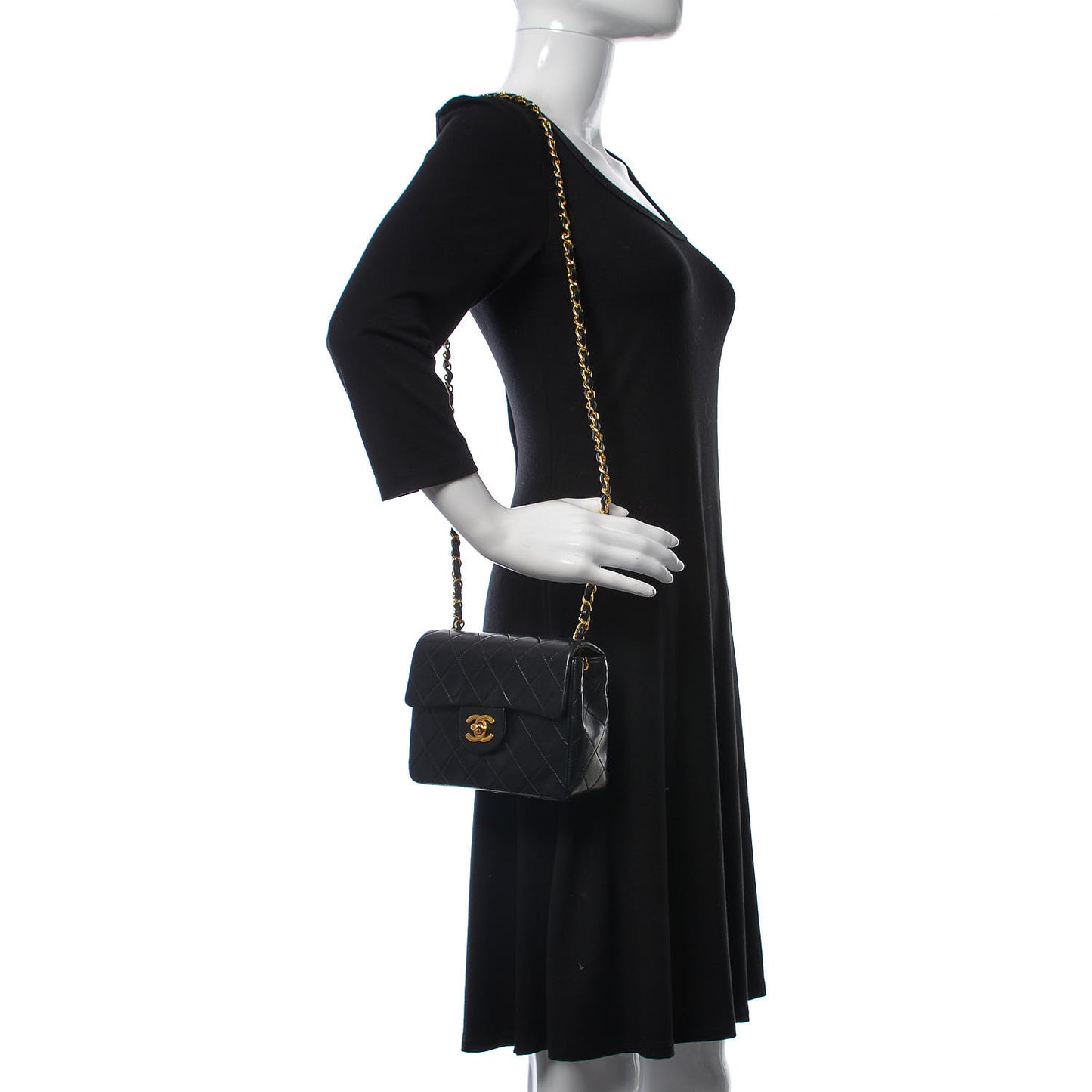 Lambskin Quilted Mini Square Flap Black