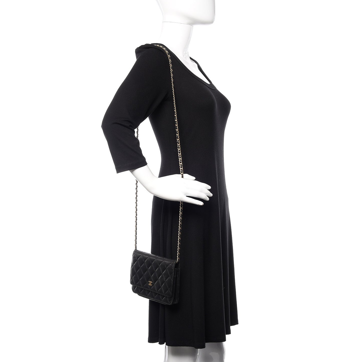 Lambskin Quilted Wallet On Chain WOC Black