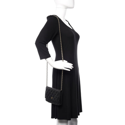 Chanel Lambskin Quilted Wallet On Chain WOC Black 2 of 17