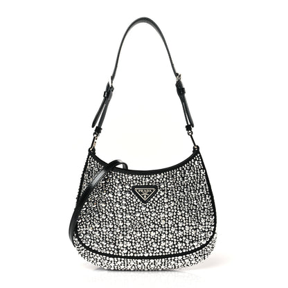 Prada Satin Crystal Cleo Adjustable Strap Shoulder Bag Metal 1 of 8