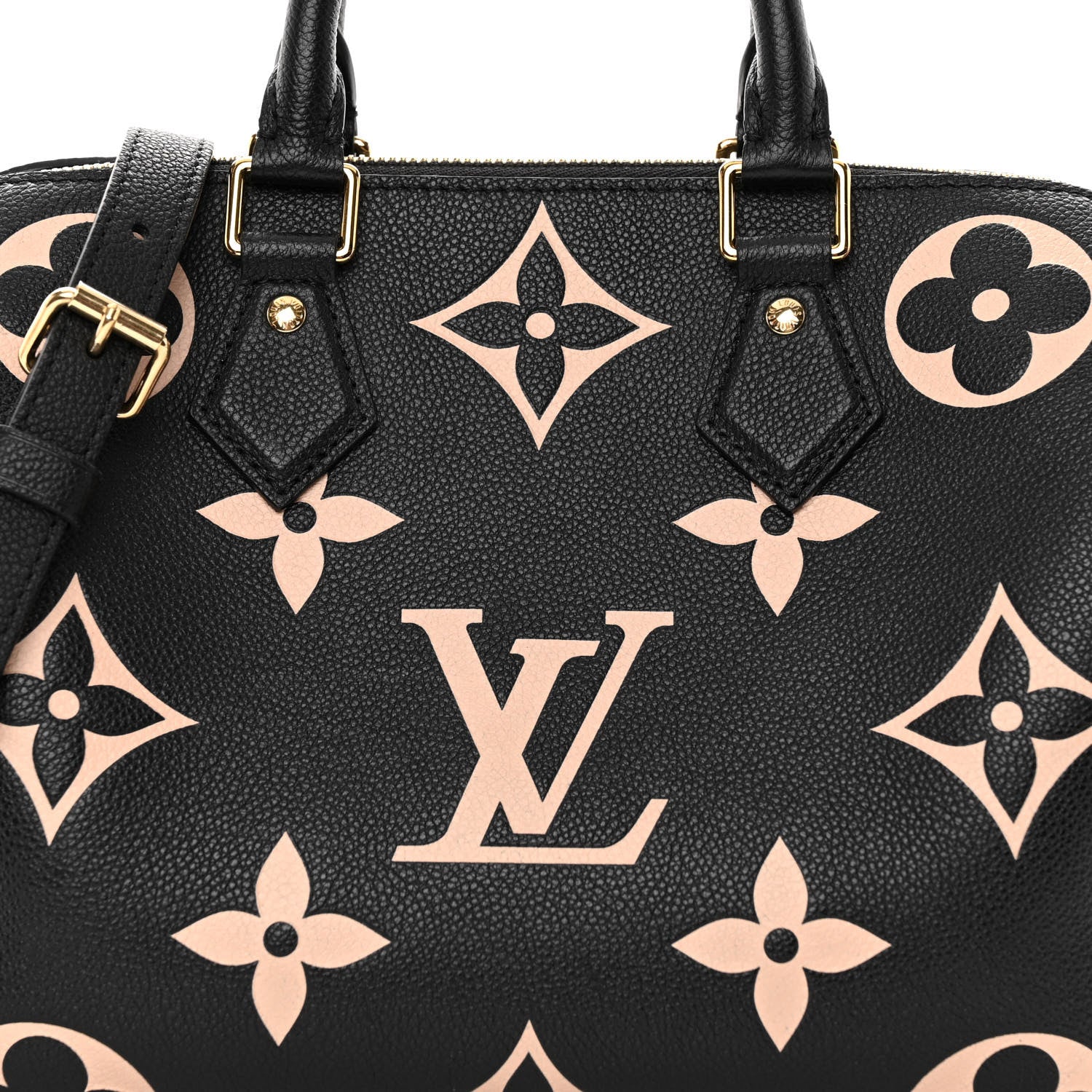Louis Vuitton Empreinte Monogram Giant Speedy Bandouliere 25 Black Beige 7 of 10
