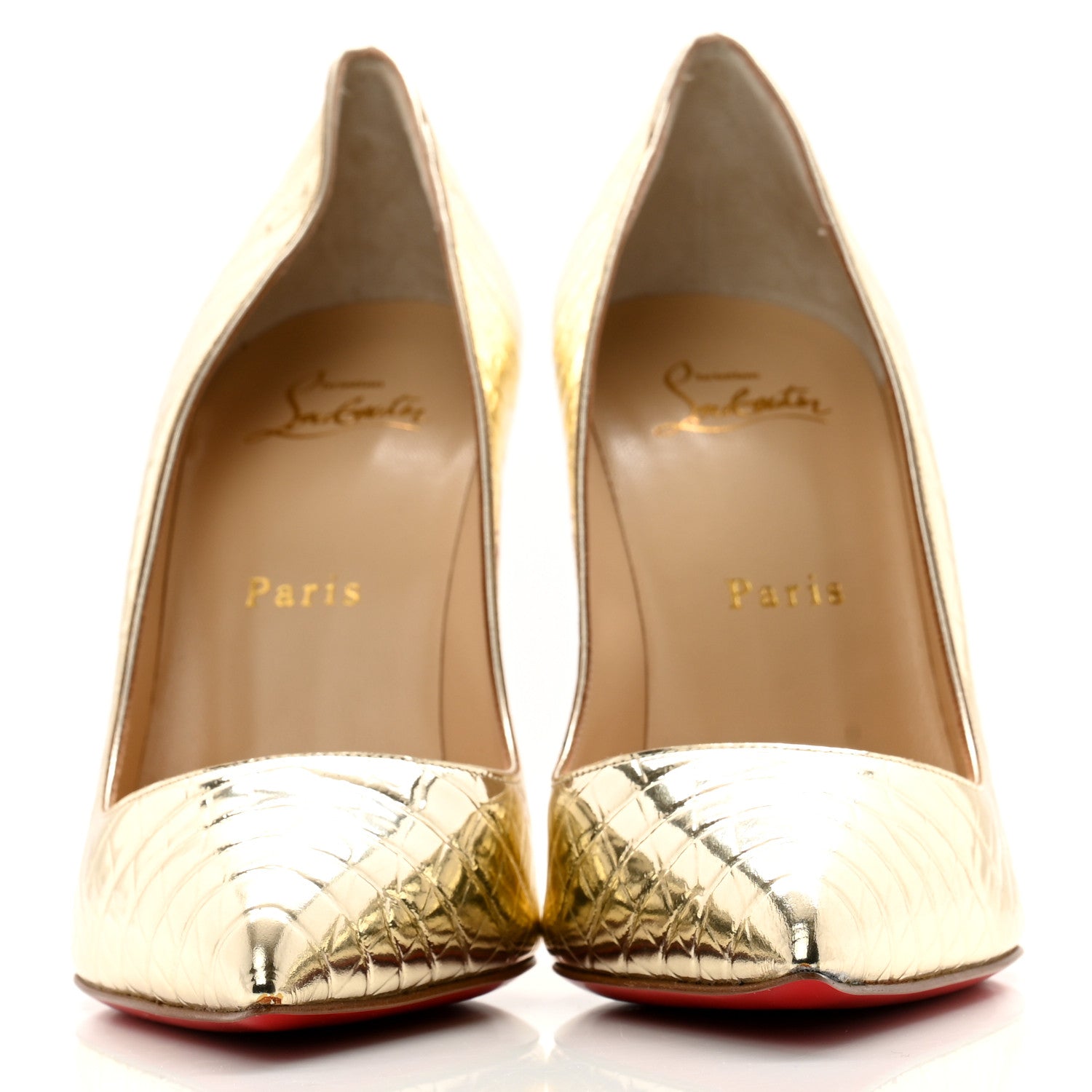 Christian Louboutin Metallo Cocco Pigalle Follies 100 Pumps 37.5 Platine 2 of 12