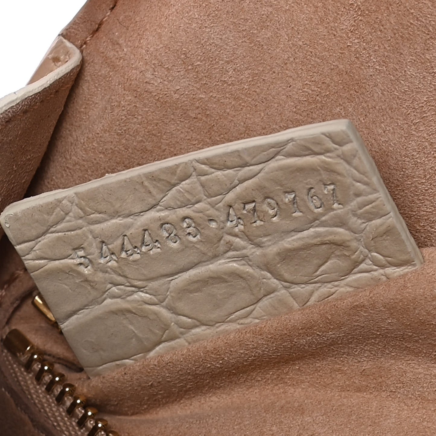 Calfskin Crocodile Embossed Box Shoulder Bag 16 Cream