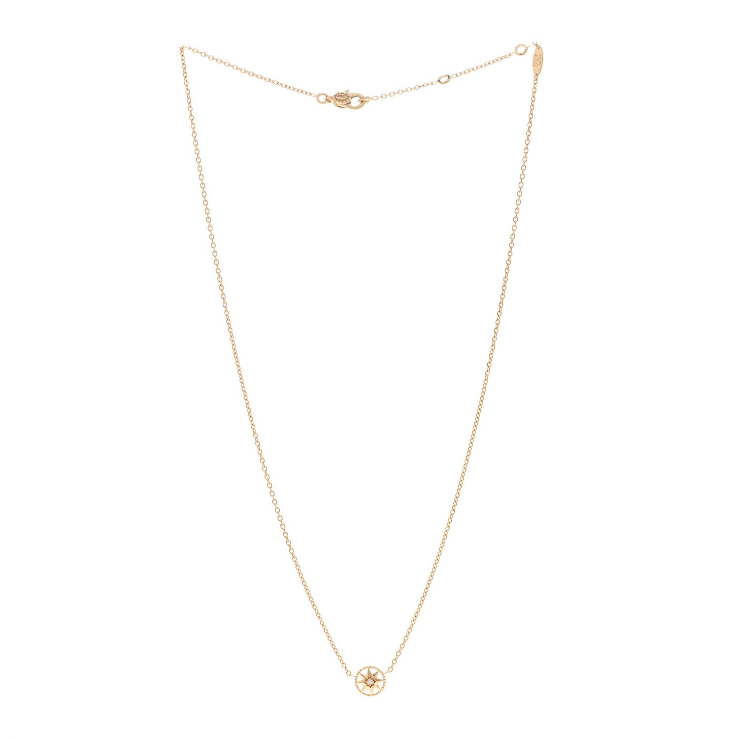 Christian Dior 18K Yellow Gold Diamond XS Rose Des Vents Necklace 3 of 5