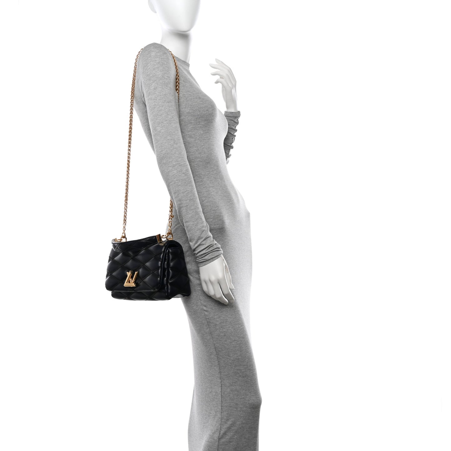 Lambskin Malletage Top Handle GO-14 MM Bleu Marine