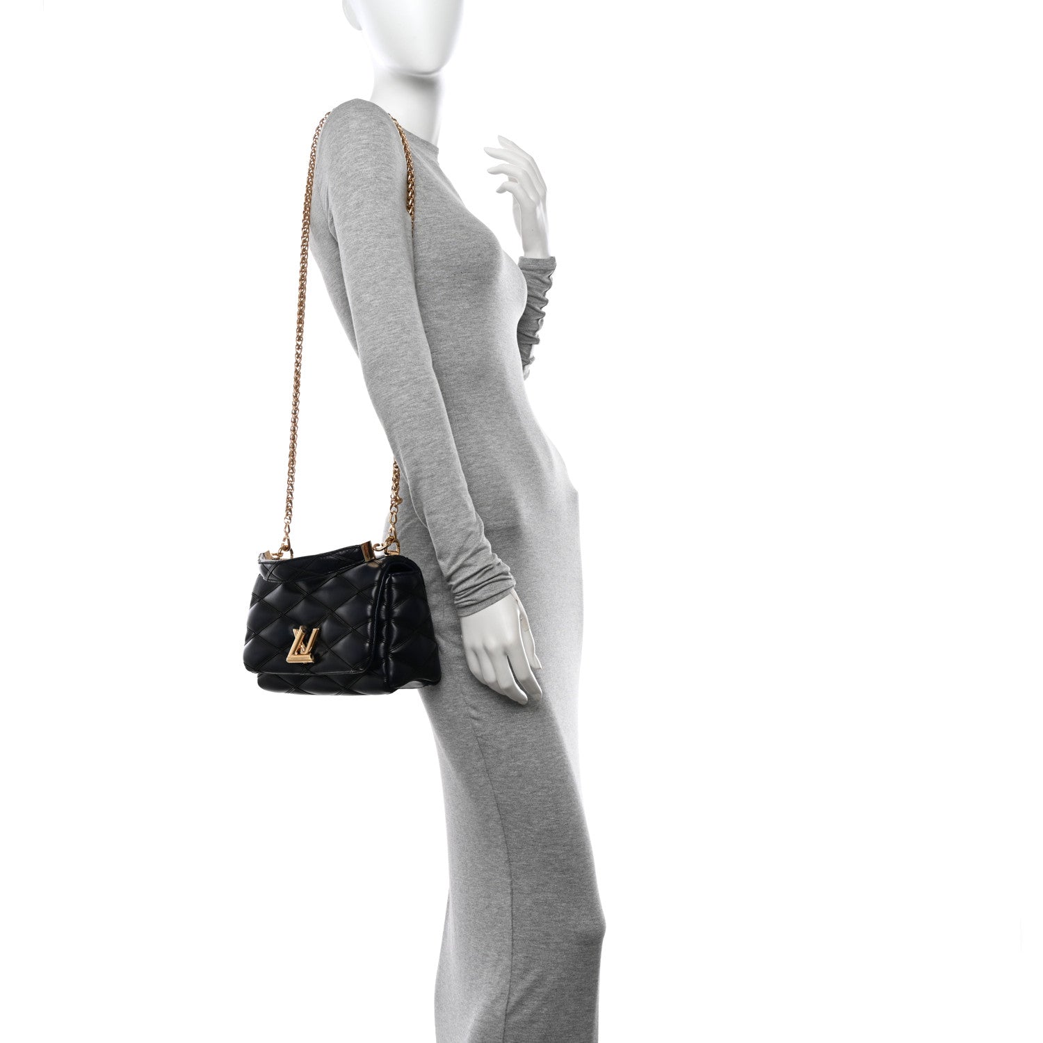 Louis Vuitton Lambskin Malletage Top Handle GO-14 MM Bleu Marine 2 of 10