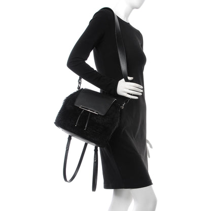 Christian Louboutin Calfskin Shearling Lucky L Bucket Backpack Black 3 of 8