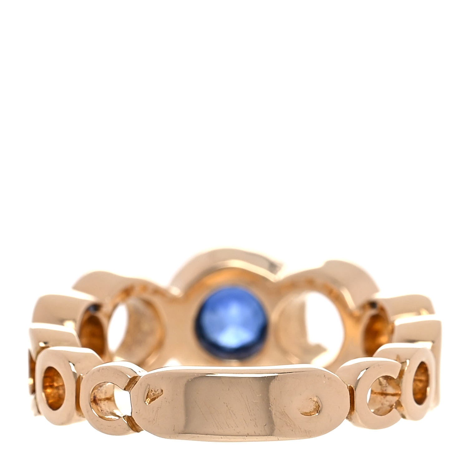 Chanel 18K Yellow Gold Blue Sapphire Coco Band Ring 3 of 5