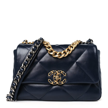Chanel Lambskin Quilted Medium Chanel 19 Flap Navy Blue 1 of 10