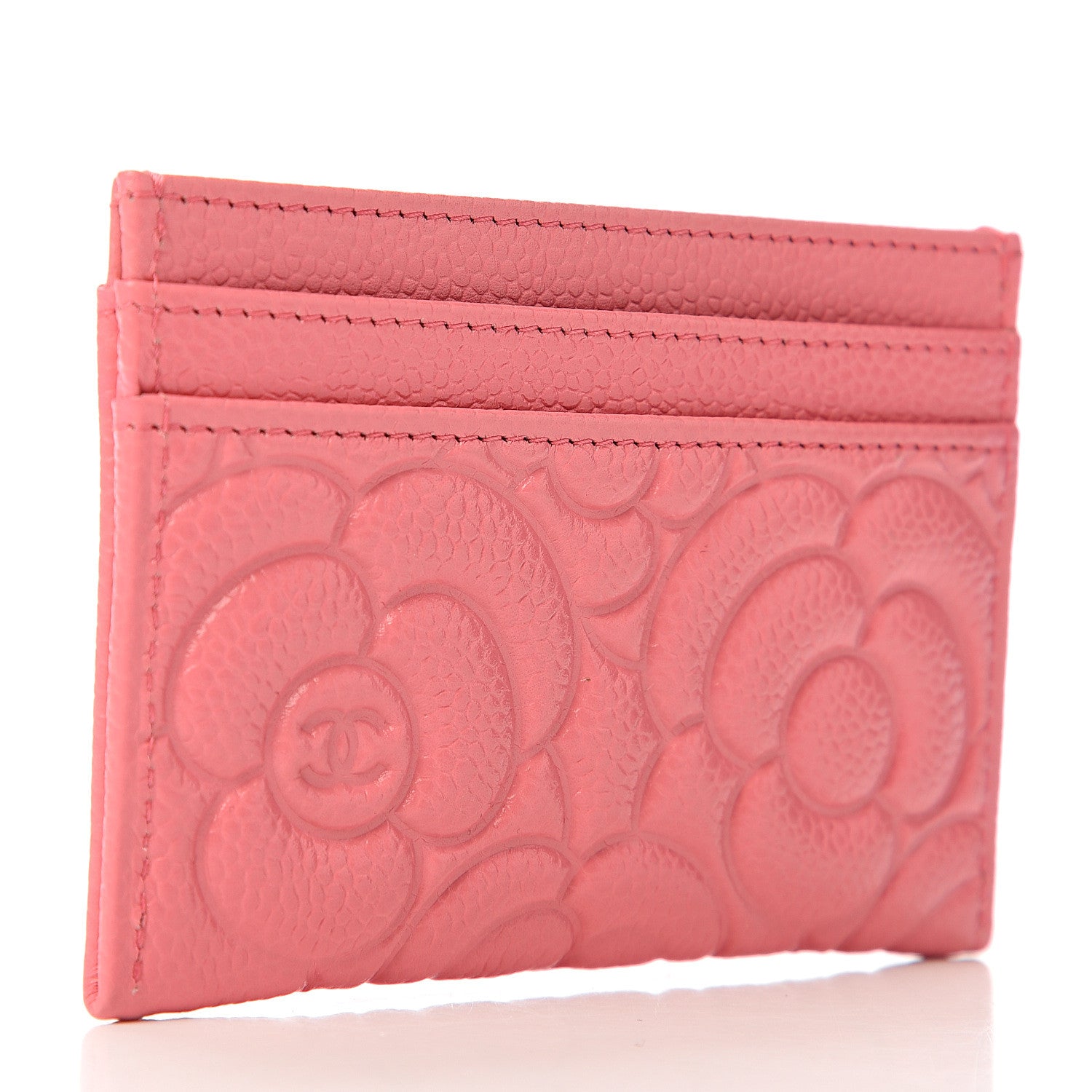 Chanel Caviar Camellia Embossed Card Holder Pink 2 of 8