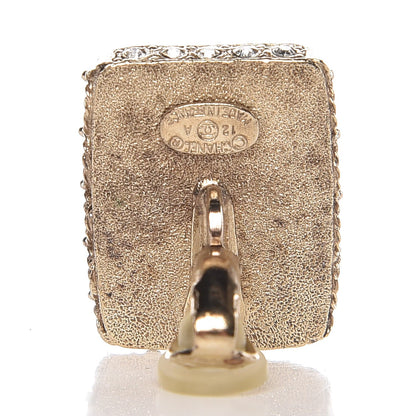 Chanel Resin Crystal CC Square Earrings Gold Blanc Nacre 3 of 3