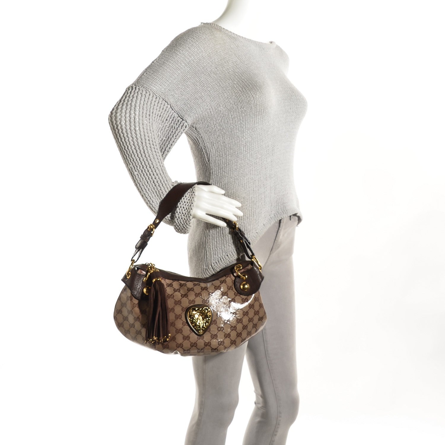 Gucci Crystal Monogram Babouska Hobo Brown 2 of 7