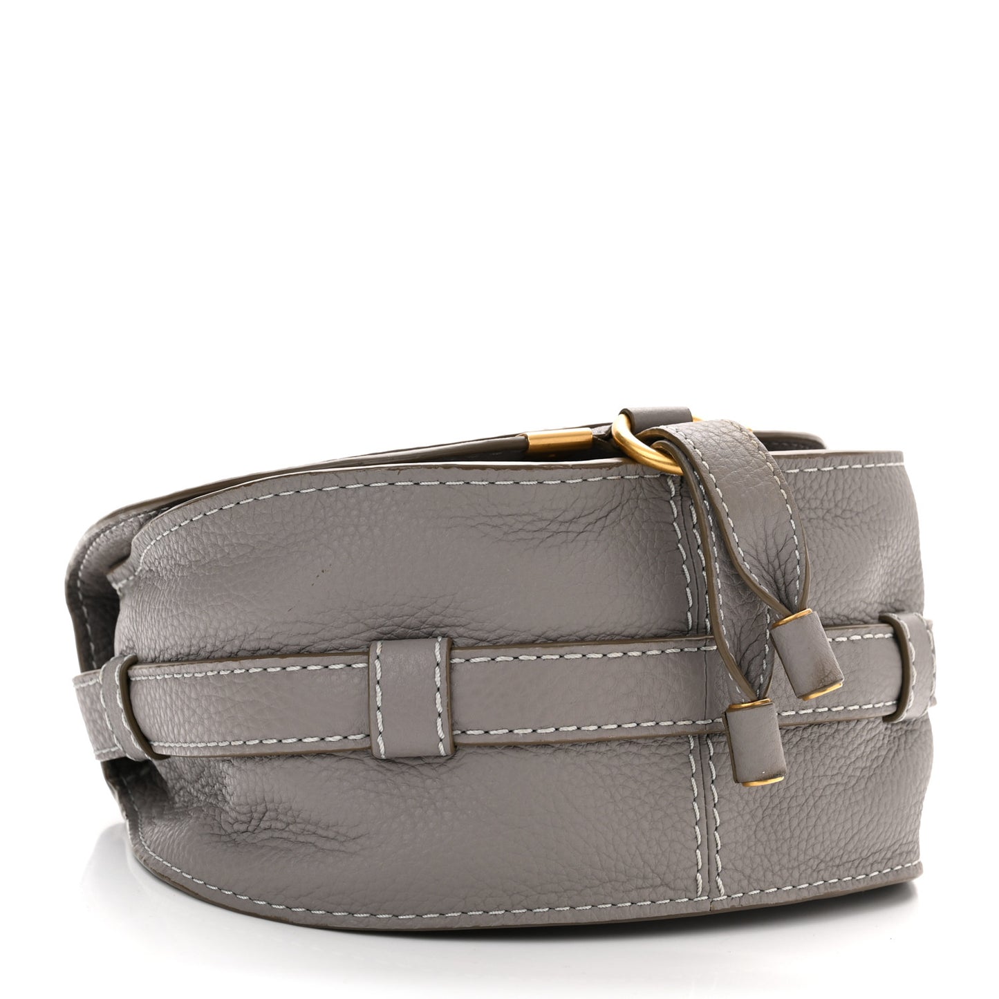 Calfskin Mini Marcie Round Crossbody Bag Grey