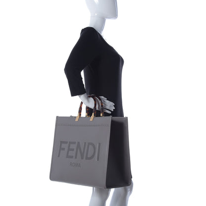 Fendi Vitello King Plexiglass Logo Embossed Large Fendi Sunshine Shopper Tote Moon 2 of 9