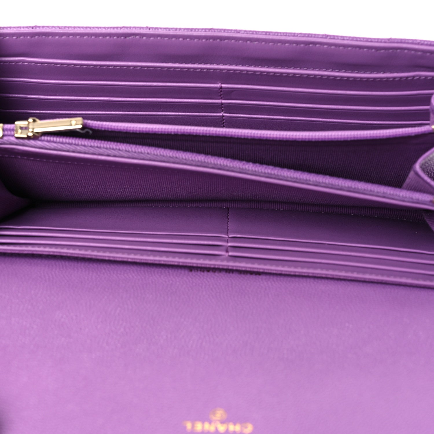 Chanel Caviar Quilted Large Gusset Flap Wallet Purple 5 of 13