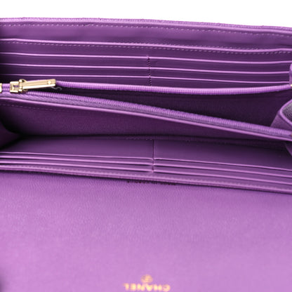 Chanel Caviar Quilted Large Gusset Flap Wallet Purple 5 of 13