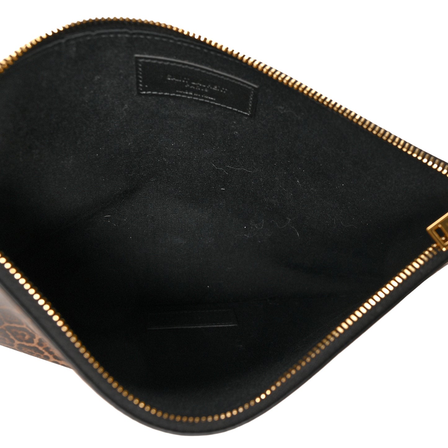 Calfskin Leopard Printed Medium Zip Clutch