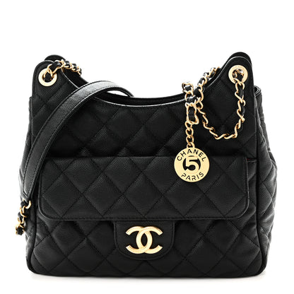Chanel Caviar Quilted Wavy CC Hobo Black 1 of 10