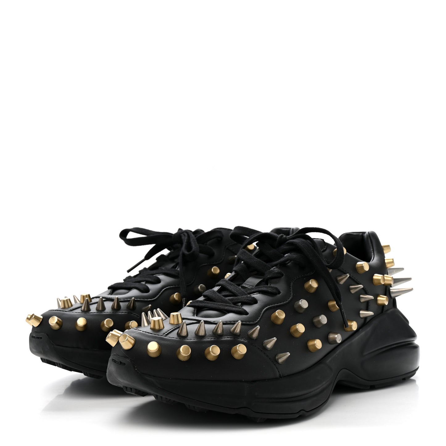 Demetra Spike Studded Mens Rhyton Sneakers 10 Black