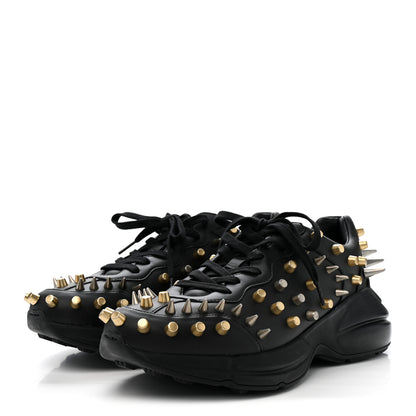 Gucci Demetra Spike Studded Mens Rhyton Sneakers 10 Black 4 of 10