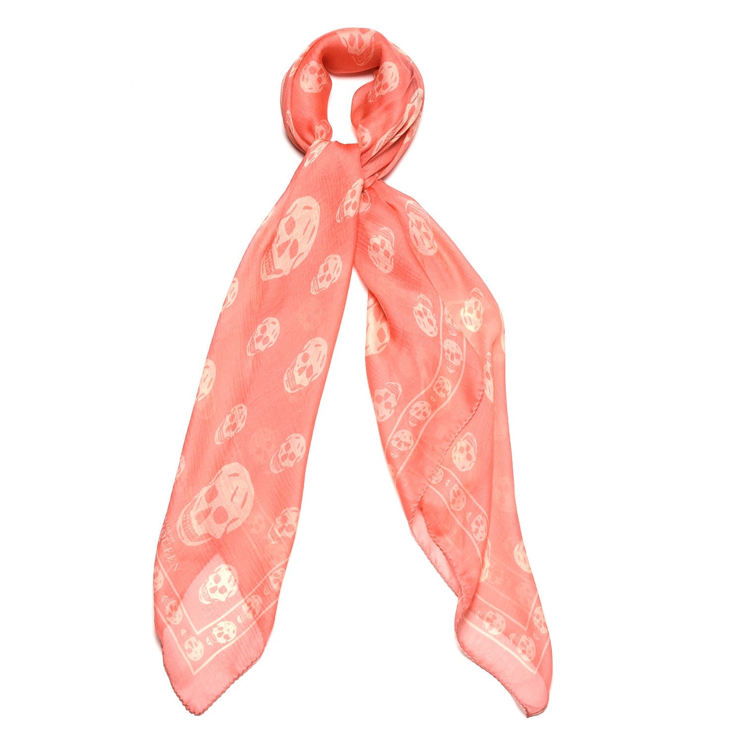 Alexander McQueen Silk Chiffon Skull Scarf Pink 1 of 6