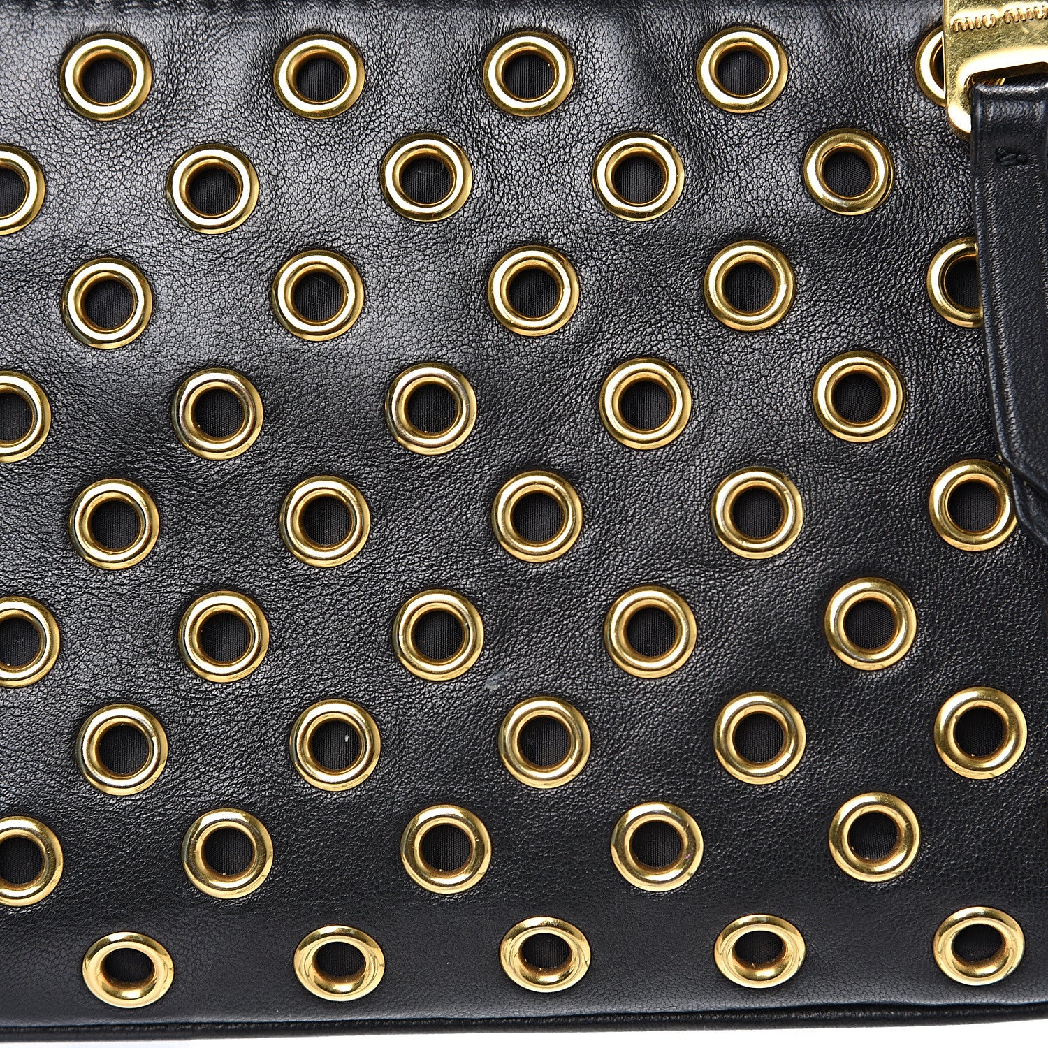 Miu Miu Nappa Grommet Double Zip Crossbody Bag Black 11 of 11