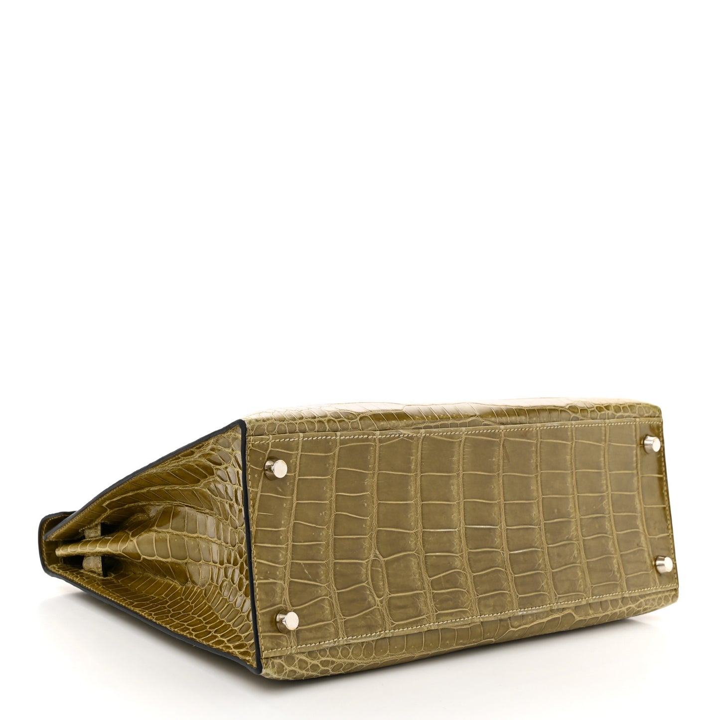 Shiny Porosus Crocodile Kelly Sellier 32 Vert Anis