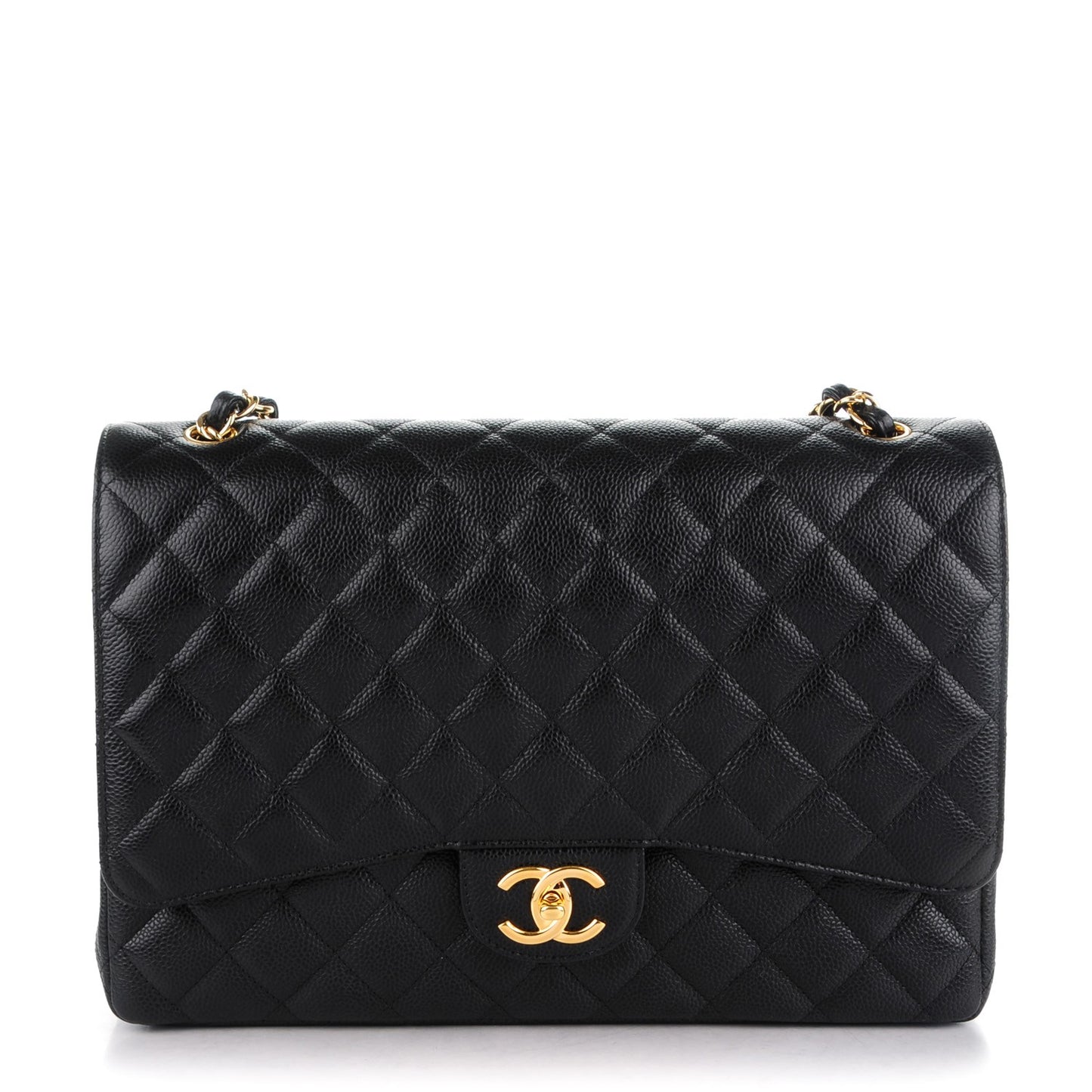 Caviar Quilted Maxi Double Flap Black