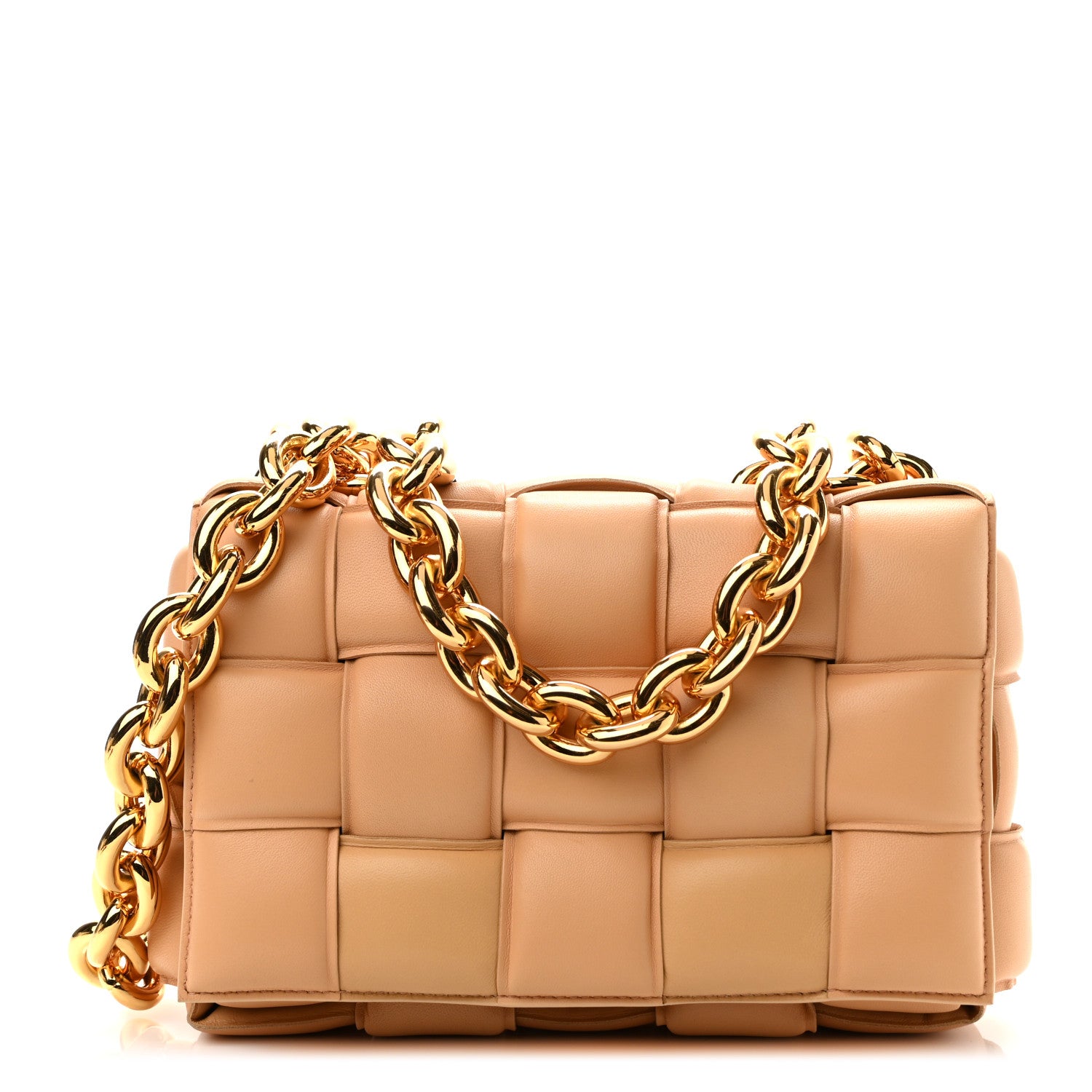 Bottega Veneta Lambskin Maxi Intreccio Padded Chain Cassette Crossbody Bag Almond 1 of 9