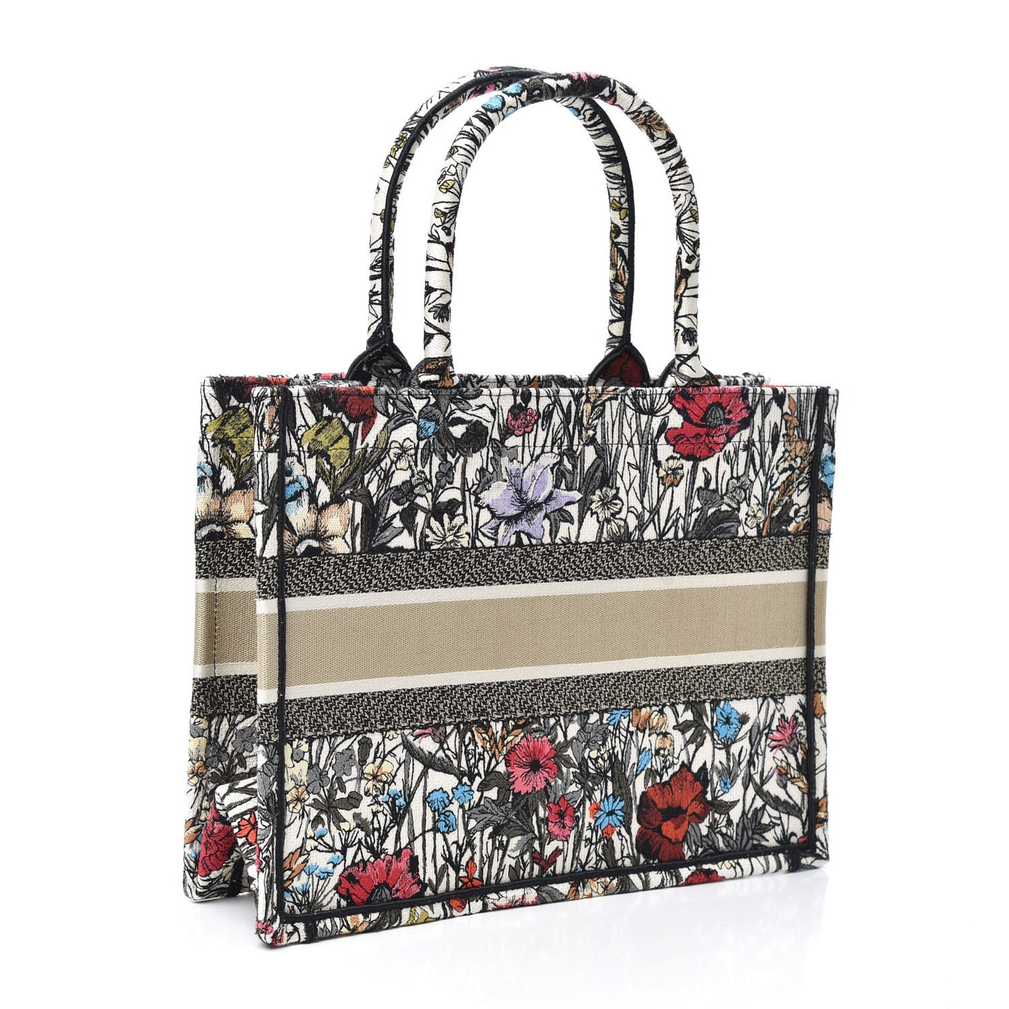 Canvas Embroidered Medium Mille Fleurs Book Tote Multicolor