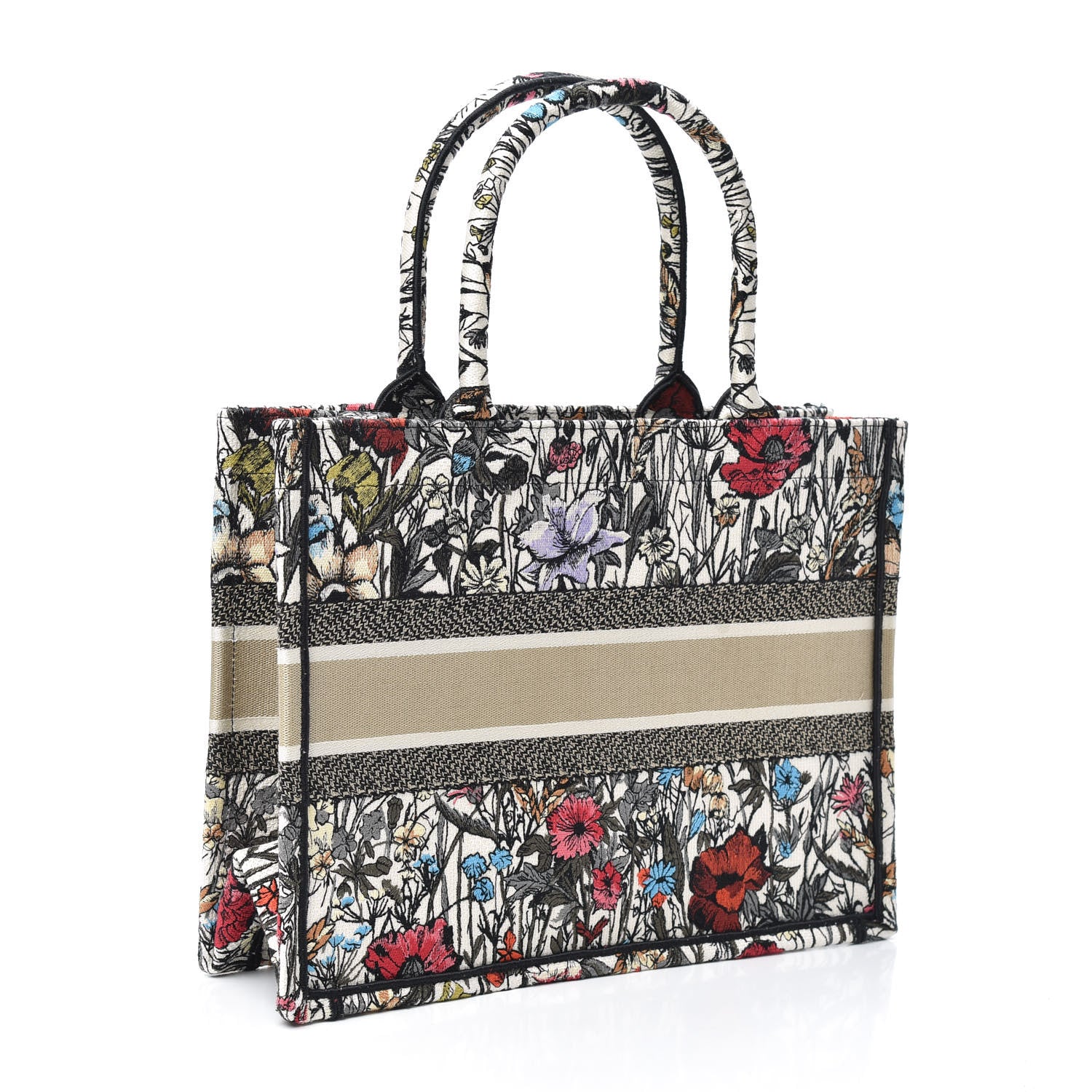 Christian Dior Canvas Embroidered Medium Mille Fleurs Book Tote Multicolor 3 of 9