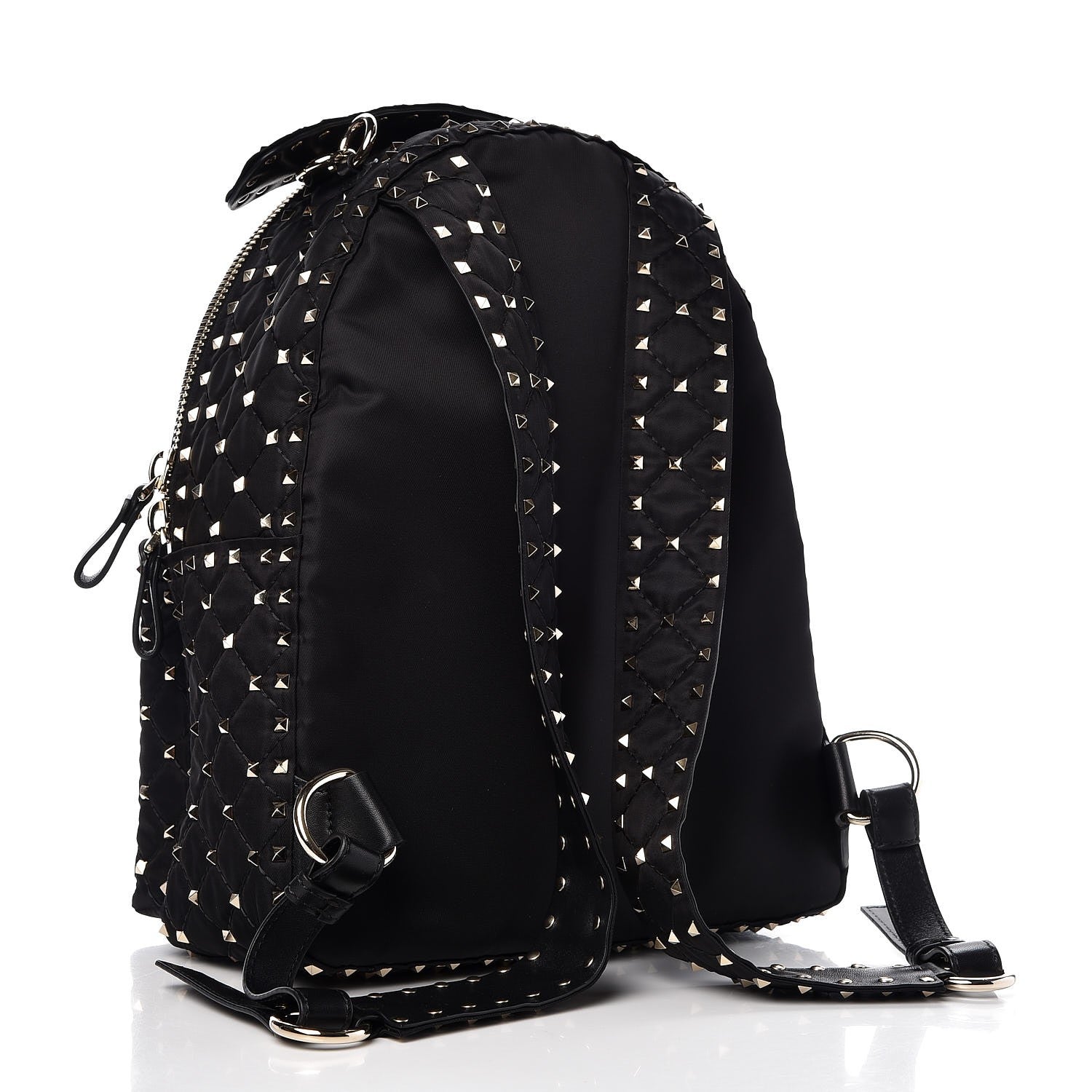 Valentino Garavani Nylon Quilted Rockstud Spike Backpack Black 3 of 6