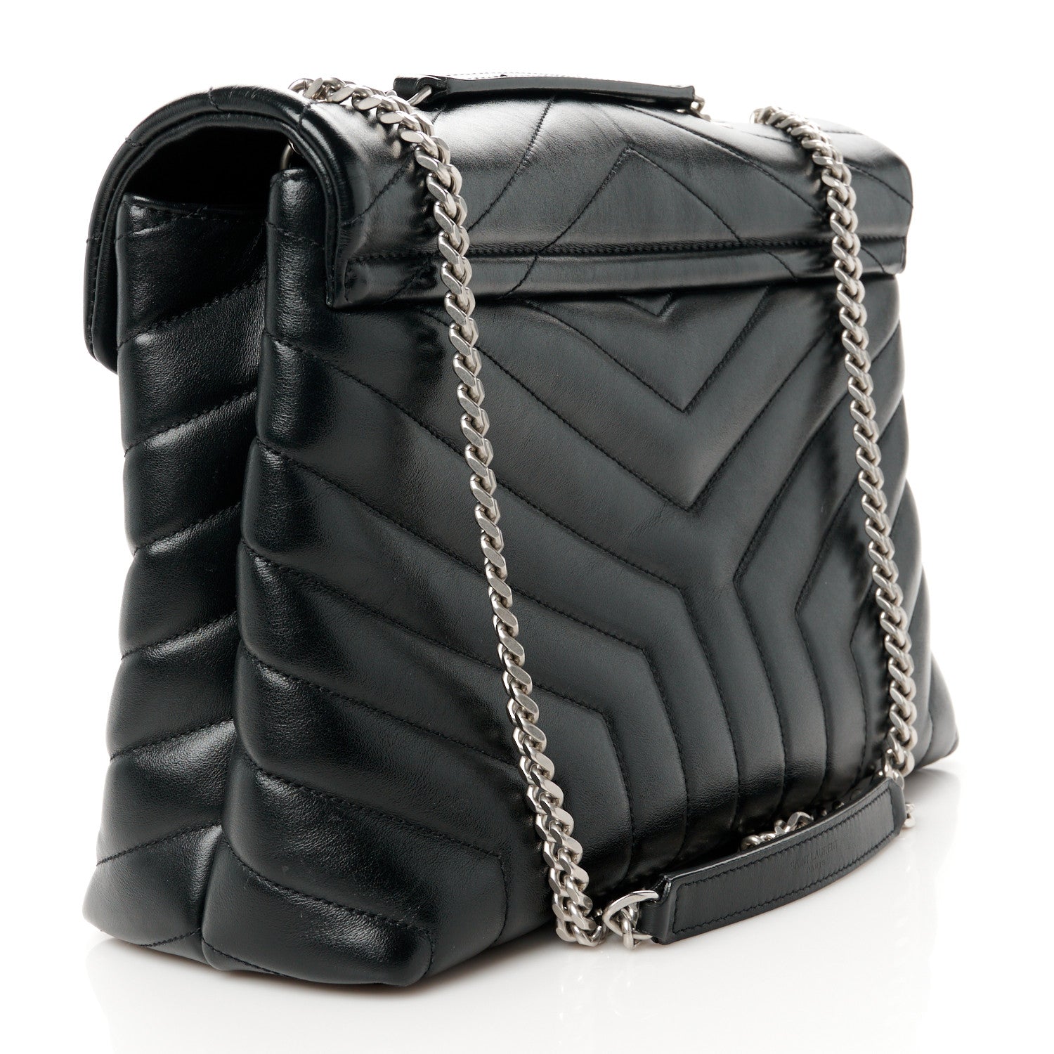 Saint Laurent Calfskin Y Quilted Monogram Medium Loulou Chain Satchel Black 3 of 11