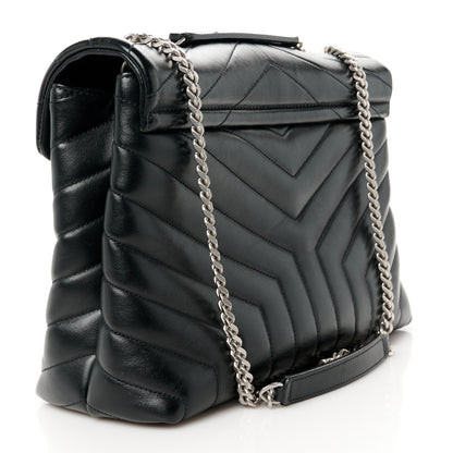 Saint Laurent Calfskin Y Quilted Monogram Medium Loulou Chain Satchel Black 3 of 11