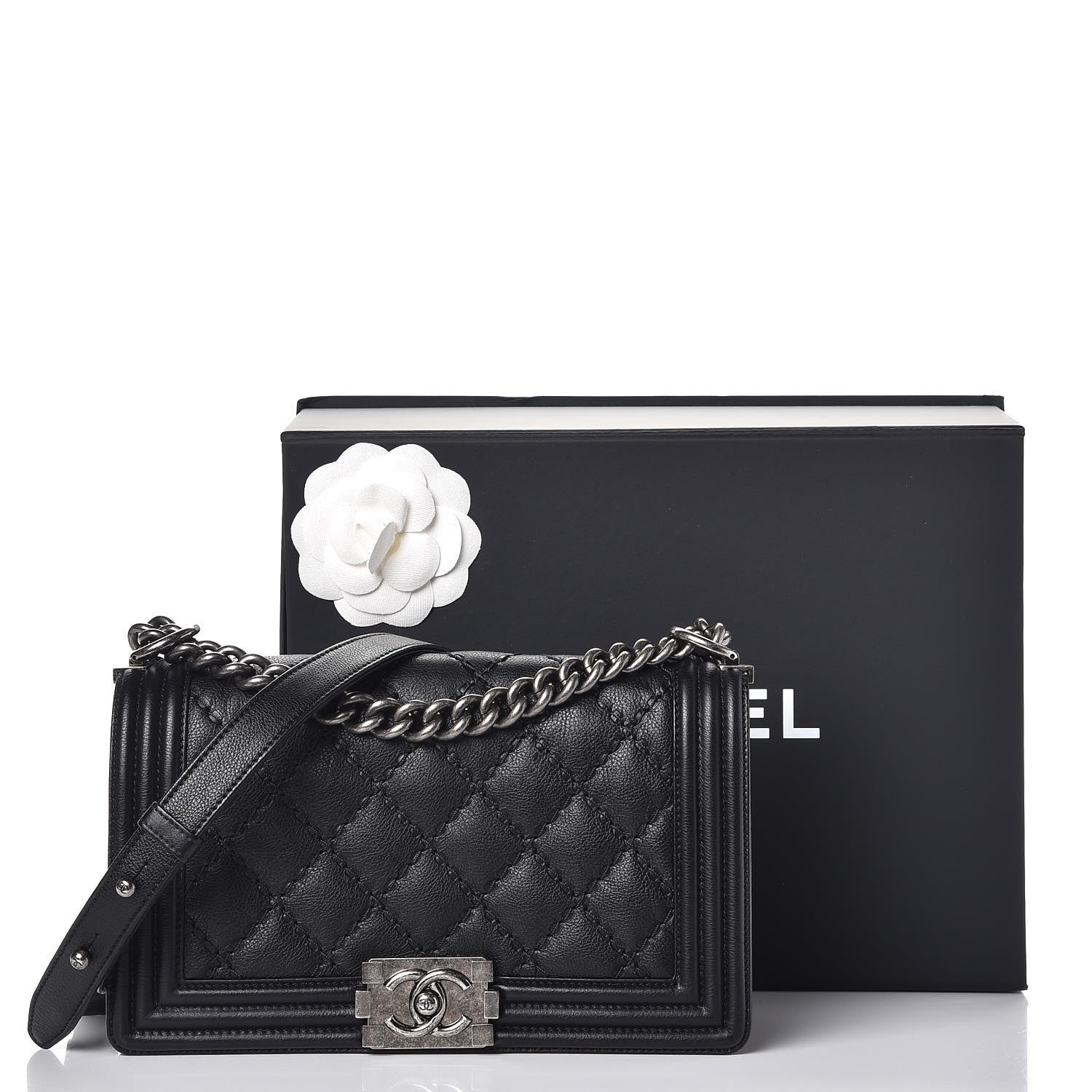 Chanel Calfskin Double Stitch Medium Boy Flap Black 13 of 13