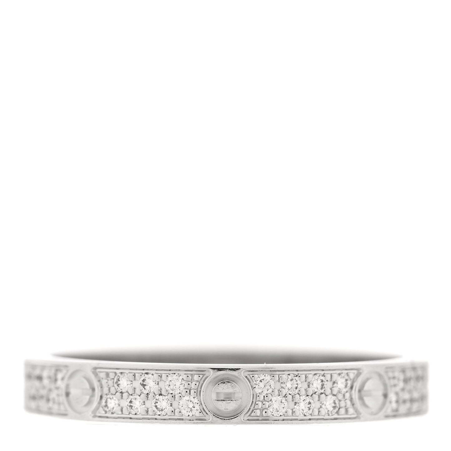 18K White Gold Diamond 2.6mm LOVE Paved Band Ring 49 4.75