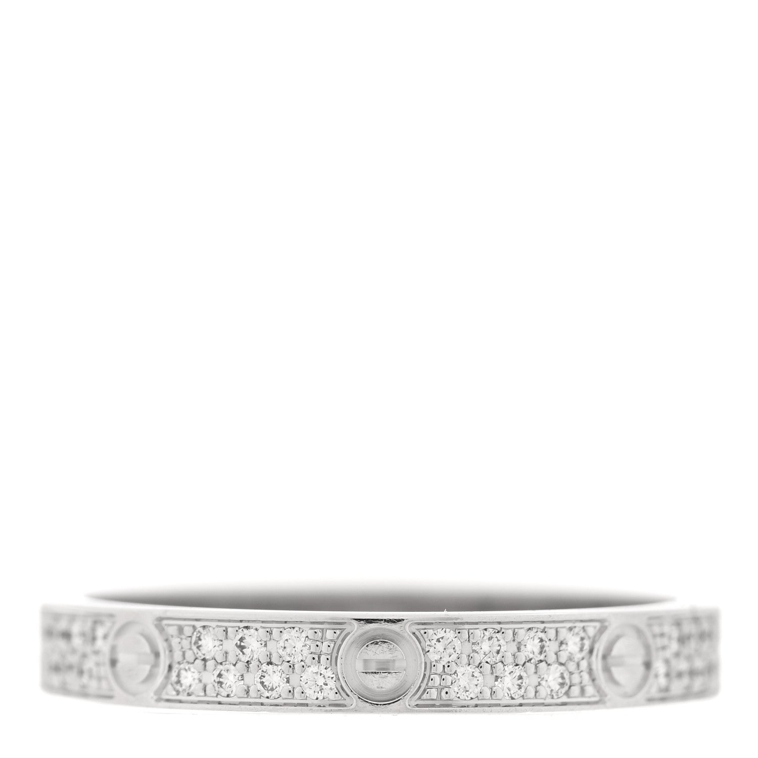 Cartier 18K White Gold Diamond 2.6mm LOVE Paved Band Ring 49 4.75 3 of 4