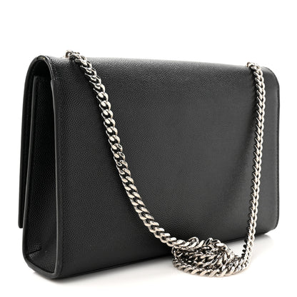 Saint Laurent Grain De Poudre Medium Classic Monogram Kate Satchel Black 3 of 16