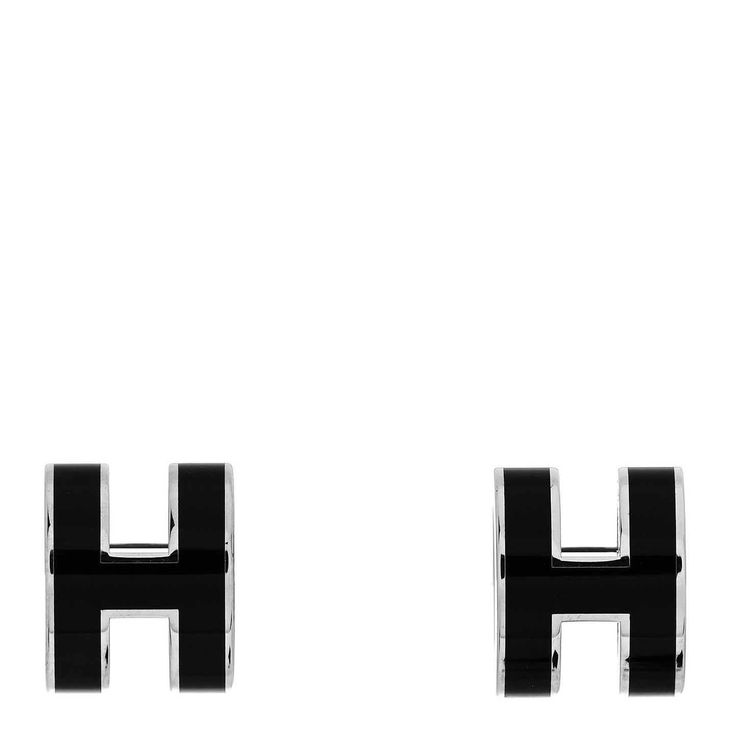 Palladium Lacquered Mini Pop H Earrings Black