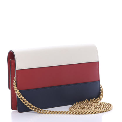 Gucci Calfskin Queen Margaret Chain Wallet Blue Agata Hibiscus Red Mystic White 2 of 10