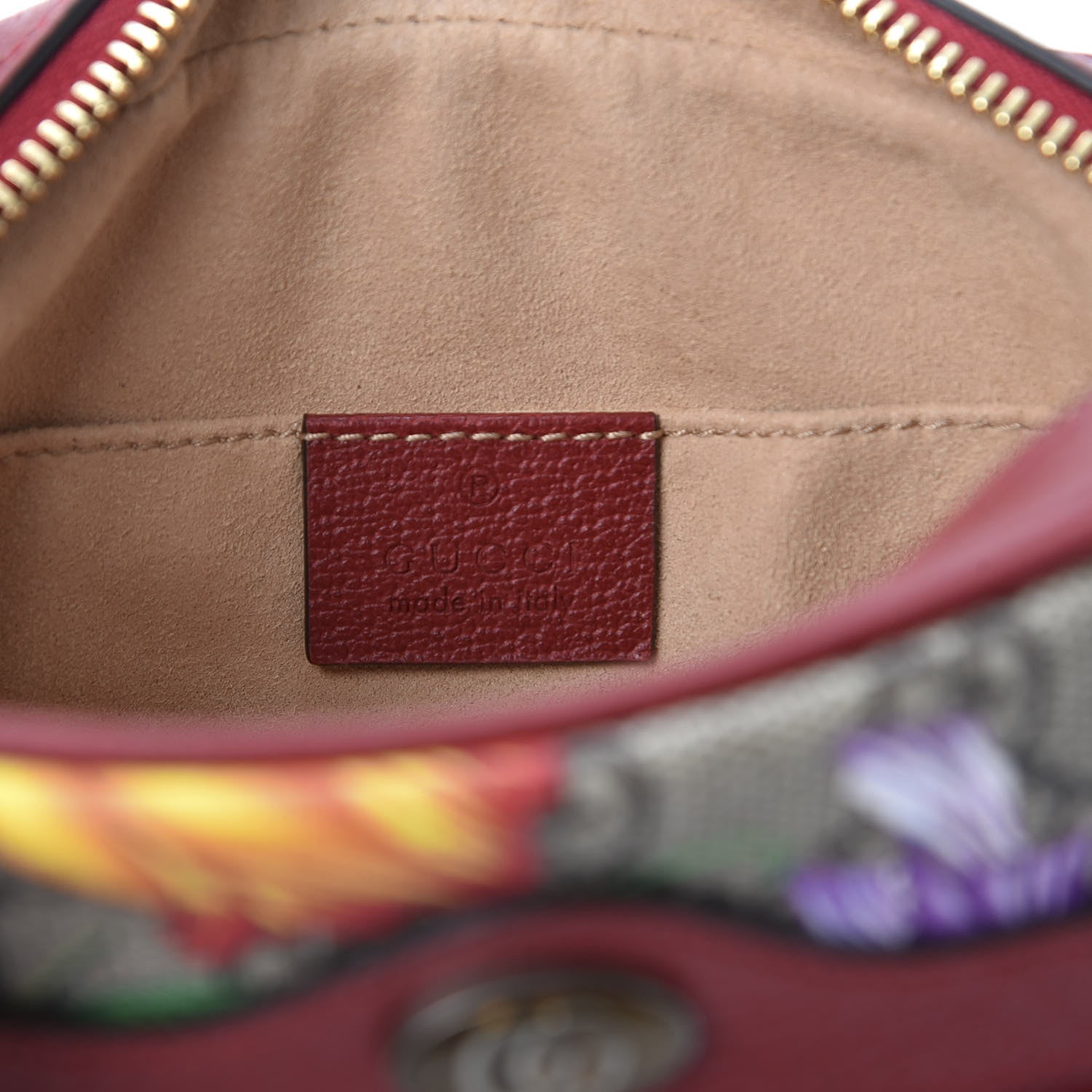 Gucci GG Supreme Monogram Flora Web Mini Ophidia Shoulder Bag Red 7 of 10