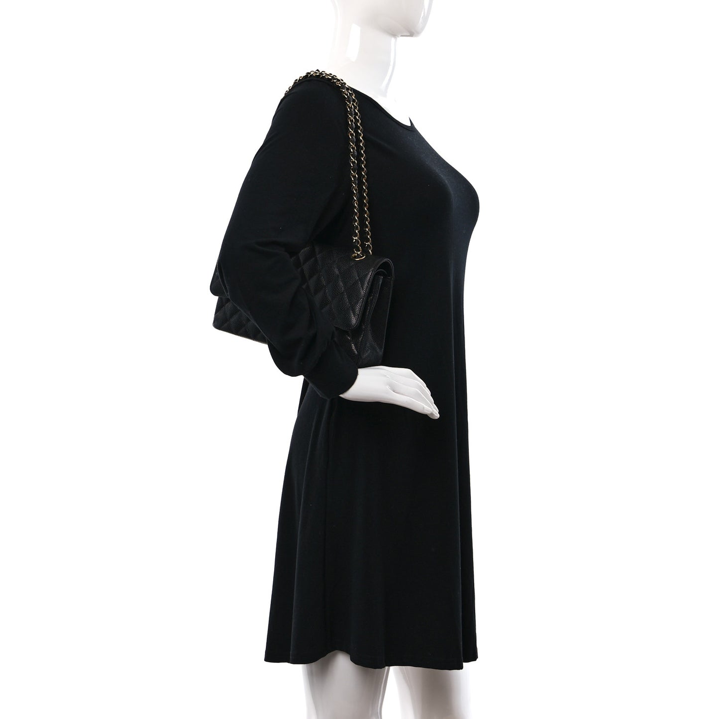 Caviar Quilted Medium Double Flap Black
